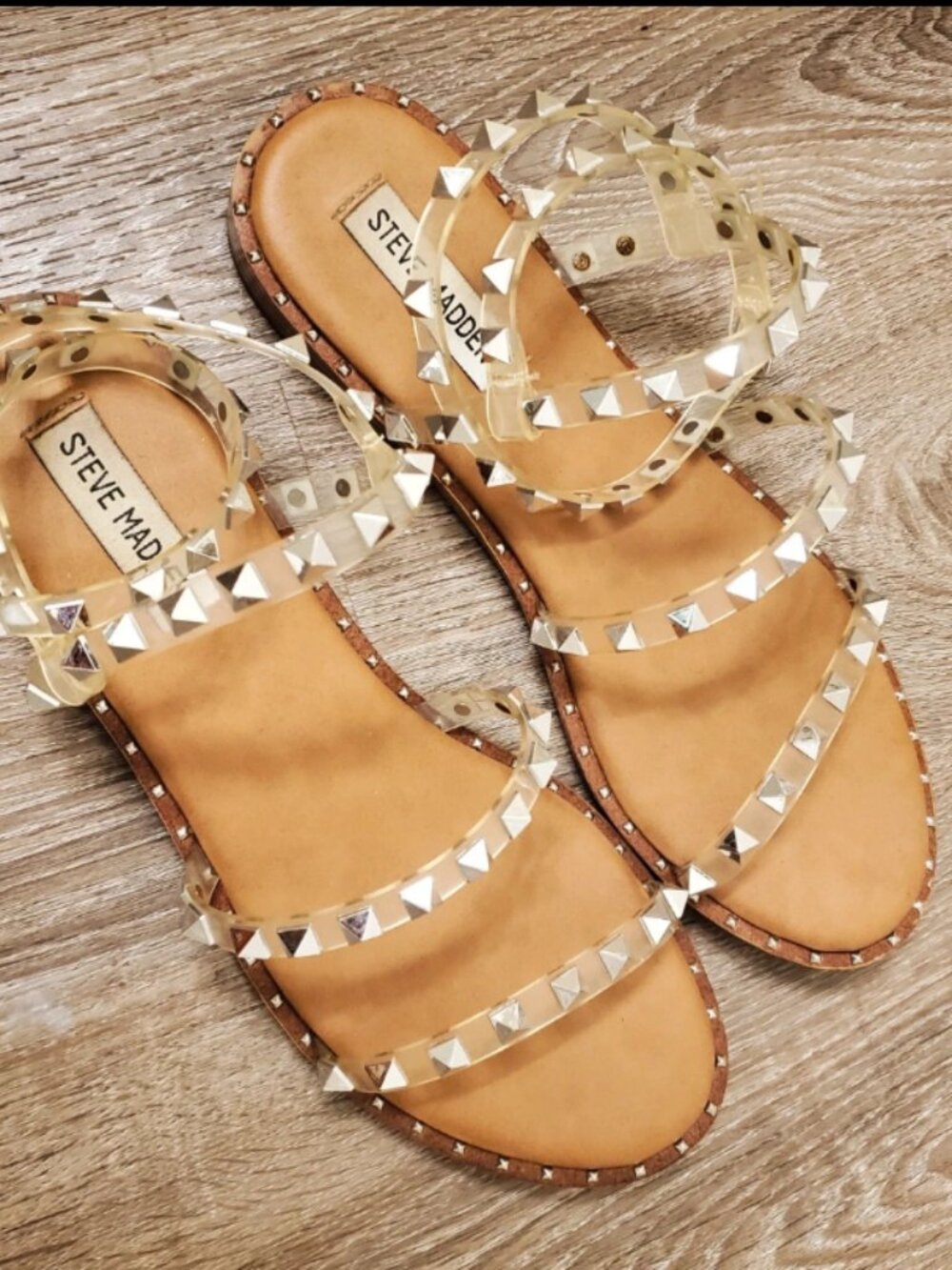 Steve Madden "Travel Clear" Sandals With Studs
